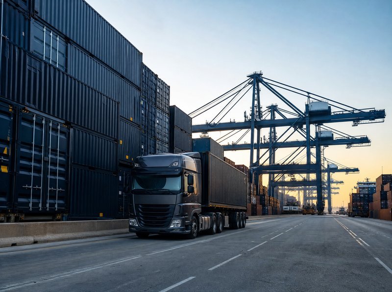 Shipping containers at port representing trading and import export businesses